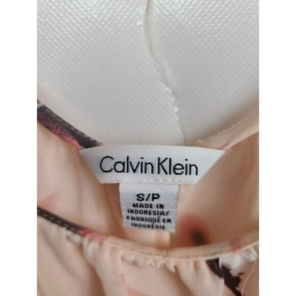Calvin Klein Womens Blouse Top Small Pink Floral Cold Shoulder Cottagecore - Picture 4 of 8
